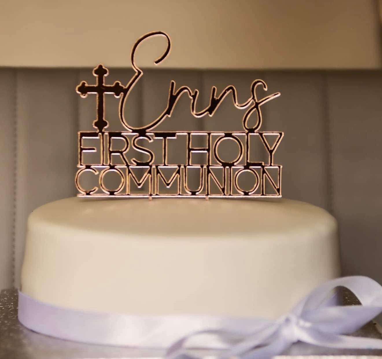 Mirrored Acrylic Holy Communion Cake Topper
