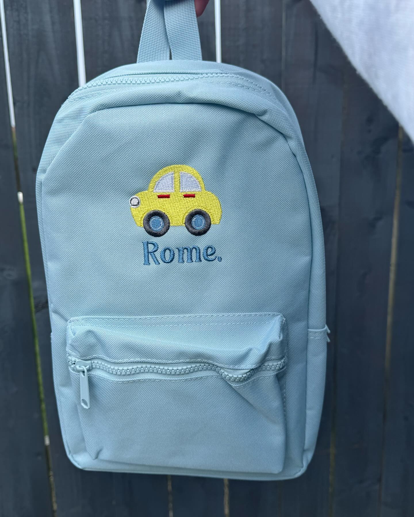 Embroidered name & Car Back Pack
