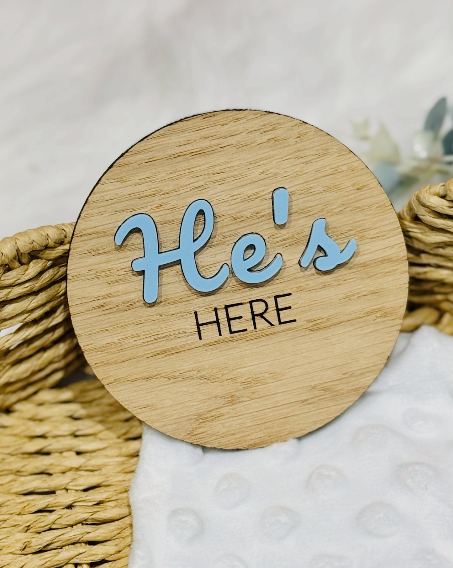 He's Here Baby Announcement photo prop