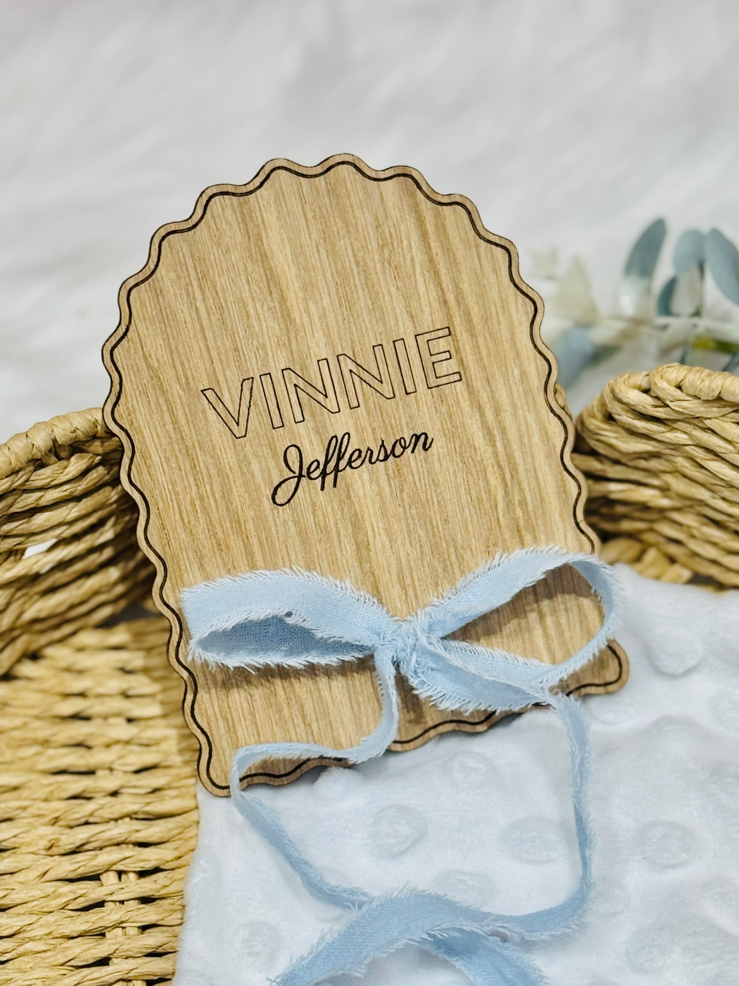 Engraved Baby Boy Birth Announcement