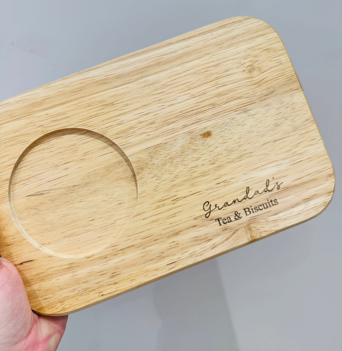Engraved tea and biscuit board