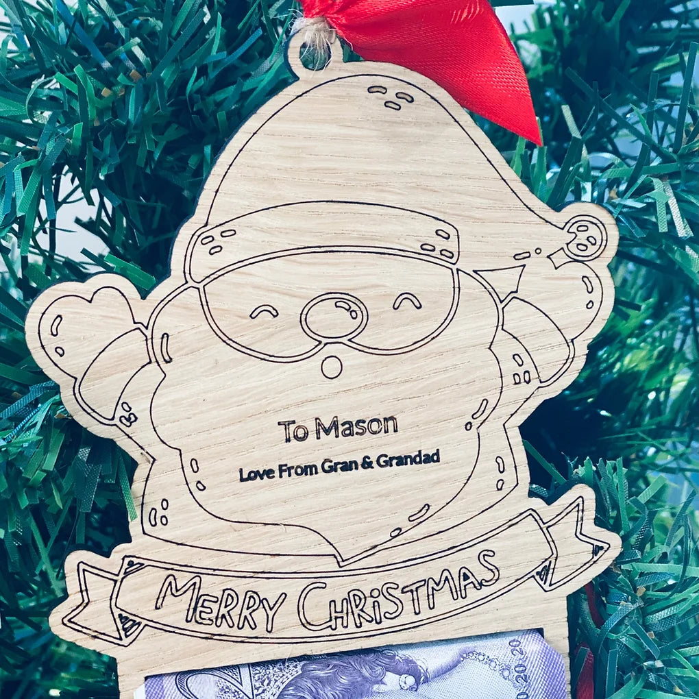Personalised Santa Money Holder tree decoration