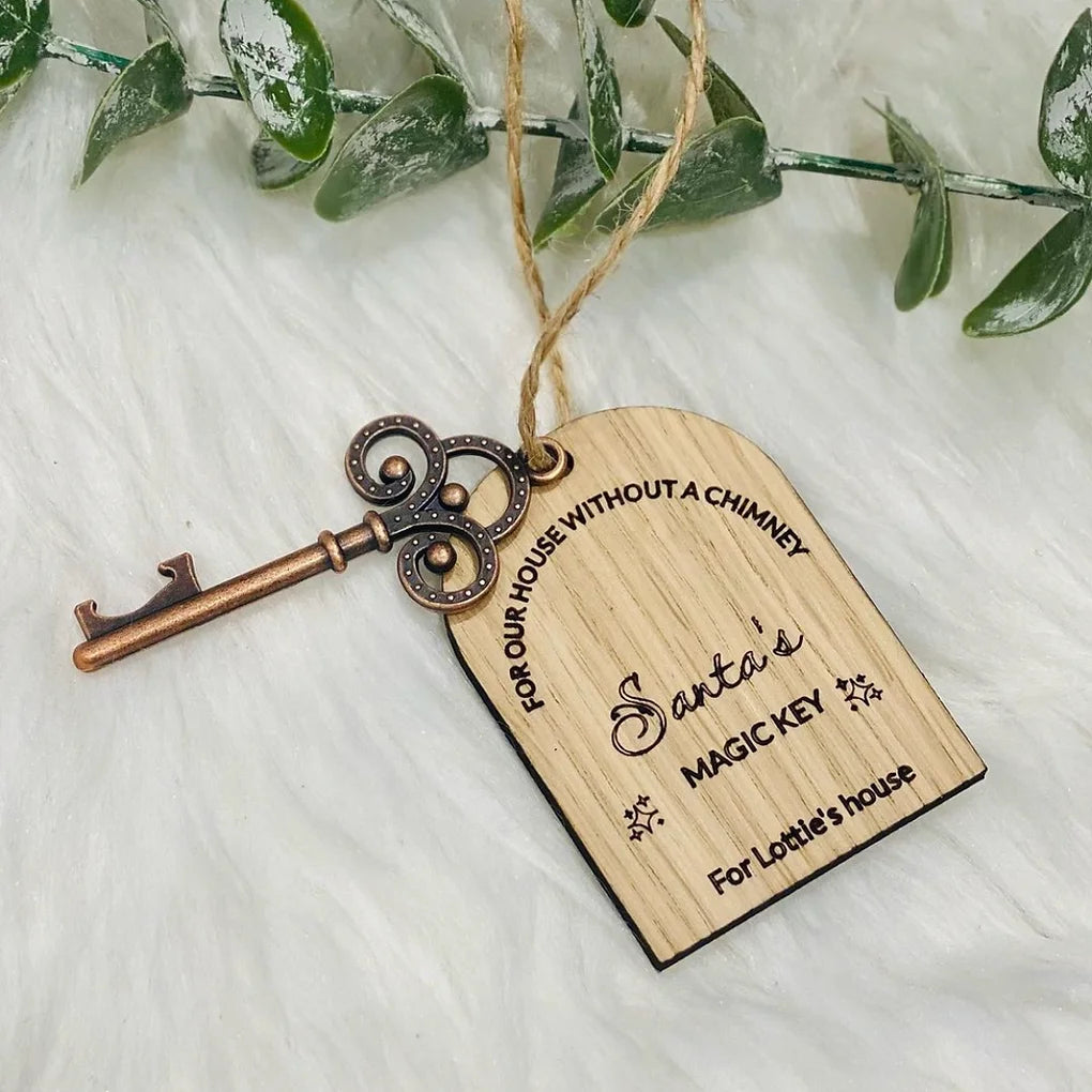 Santa key with personalised wooden tag
