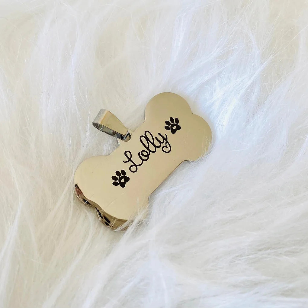 Personalised Engraved Dog Tag - Bone Shaped in Stainless Steel