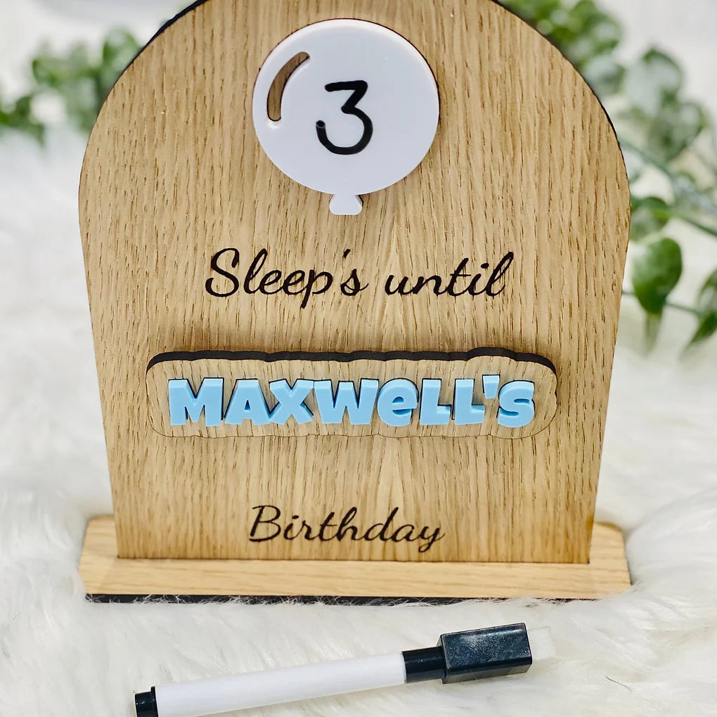 Personalised interchangeable dry erase birthday countdown