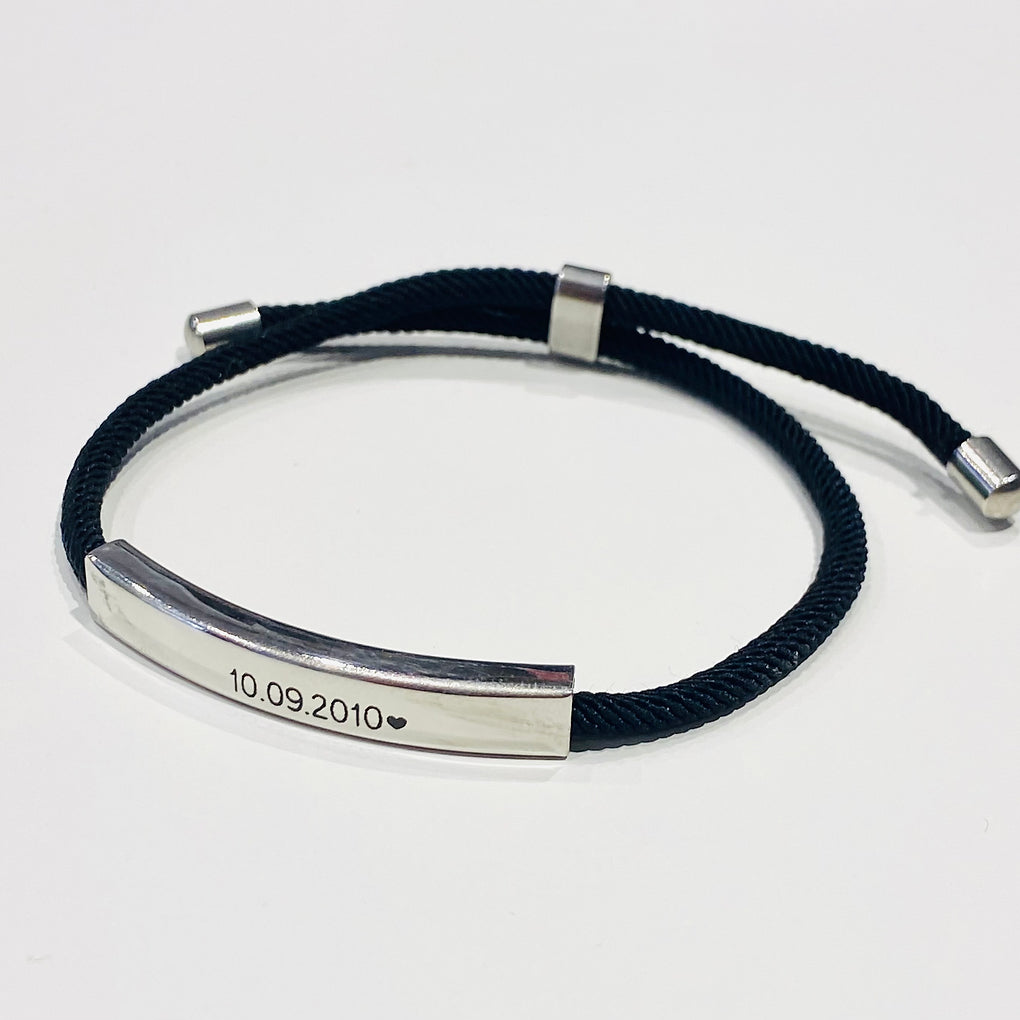 Personalised Engraved rope chain bracelet - unisex