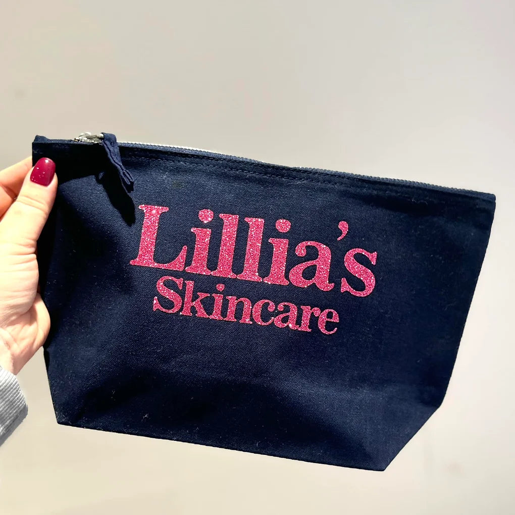 Personalised Skincare Bag -Glitter Text