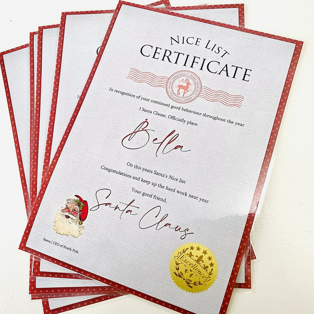 Personalised Nice List Certificate from Santa
