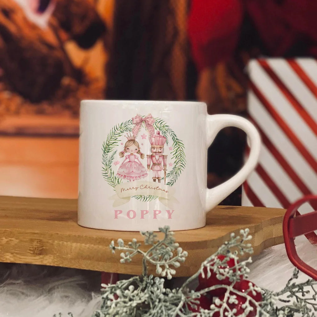 Personalised Pink nut cracker design 6oz kids ceramic mug
