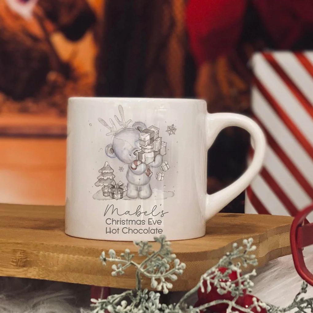 Personalised christmas reindeer bear design 6oz kids ceramic mug