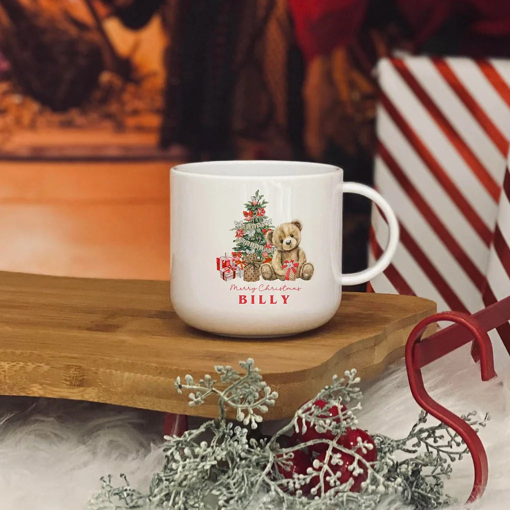 Personalised Christmas Bear - Red design 6oz unbreakable