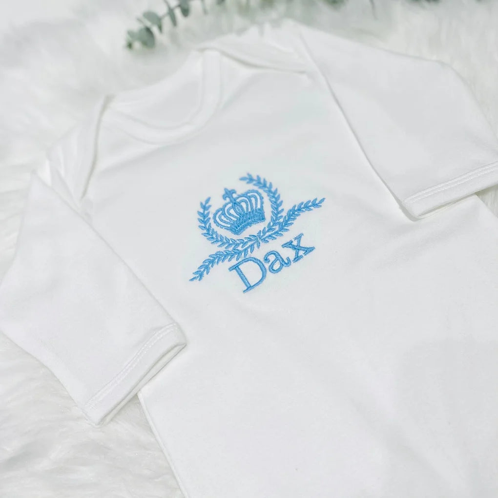 Embroidered Baby Sleep suit / Baby grow Crown design