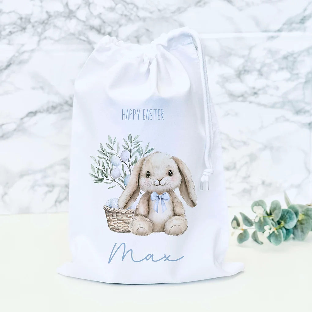 Personalised Easter Bag Blue Bunny Design
