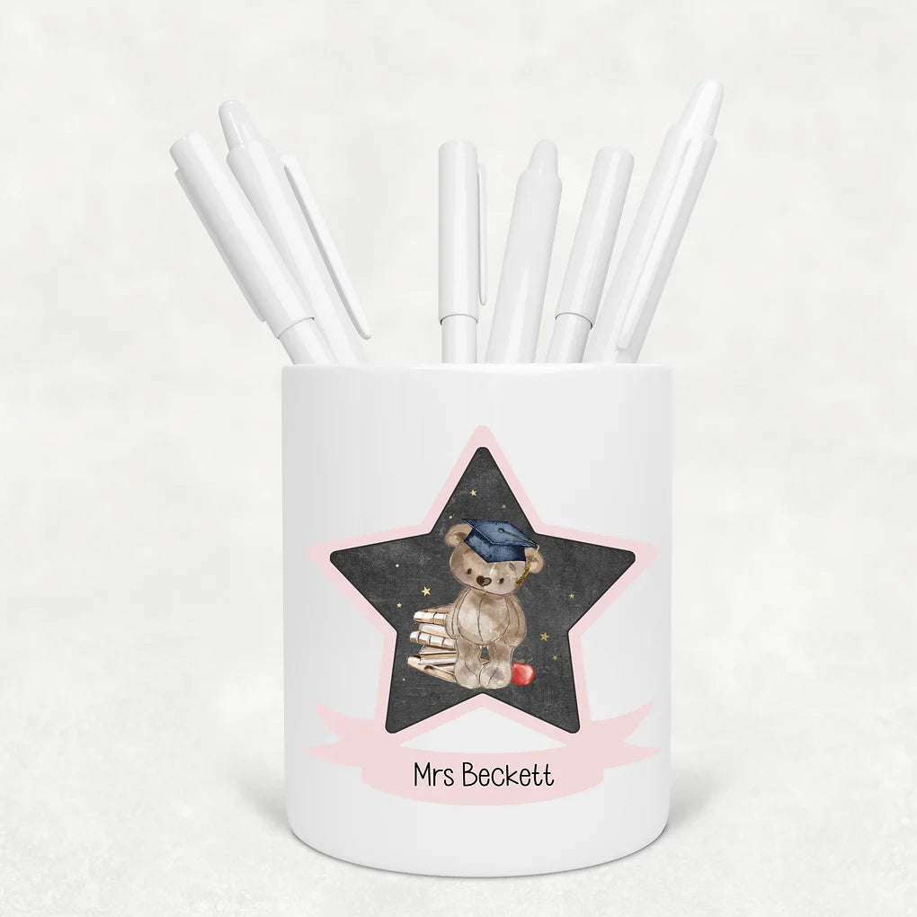 Personalised Pen Pot - Teacher Gift - Cute bear design