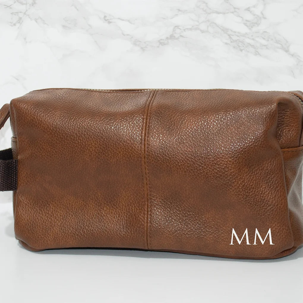 Personalised Wash Bag - Mens Gift - Toiletry bag- Leather Look Wash Bag - gifts for him. (Copy)