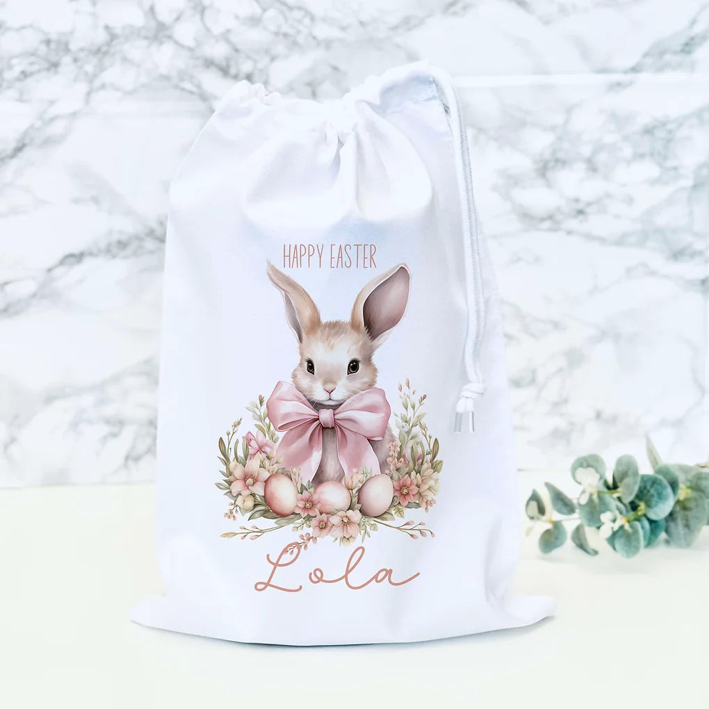 Personalised Easter Bag Pink Bunny Design