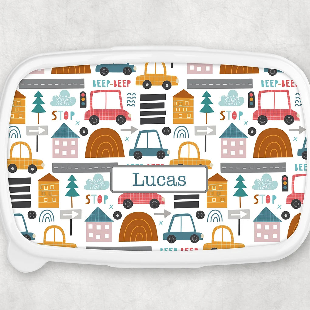 Personalised lunch / Snack Box - Cars Theme