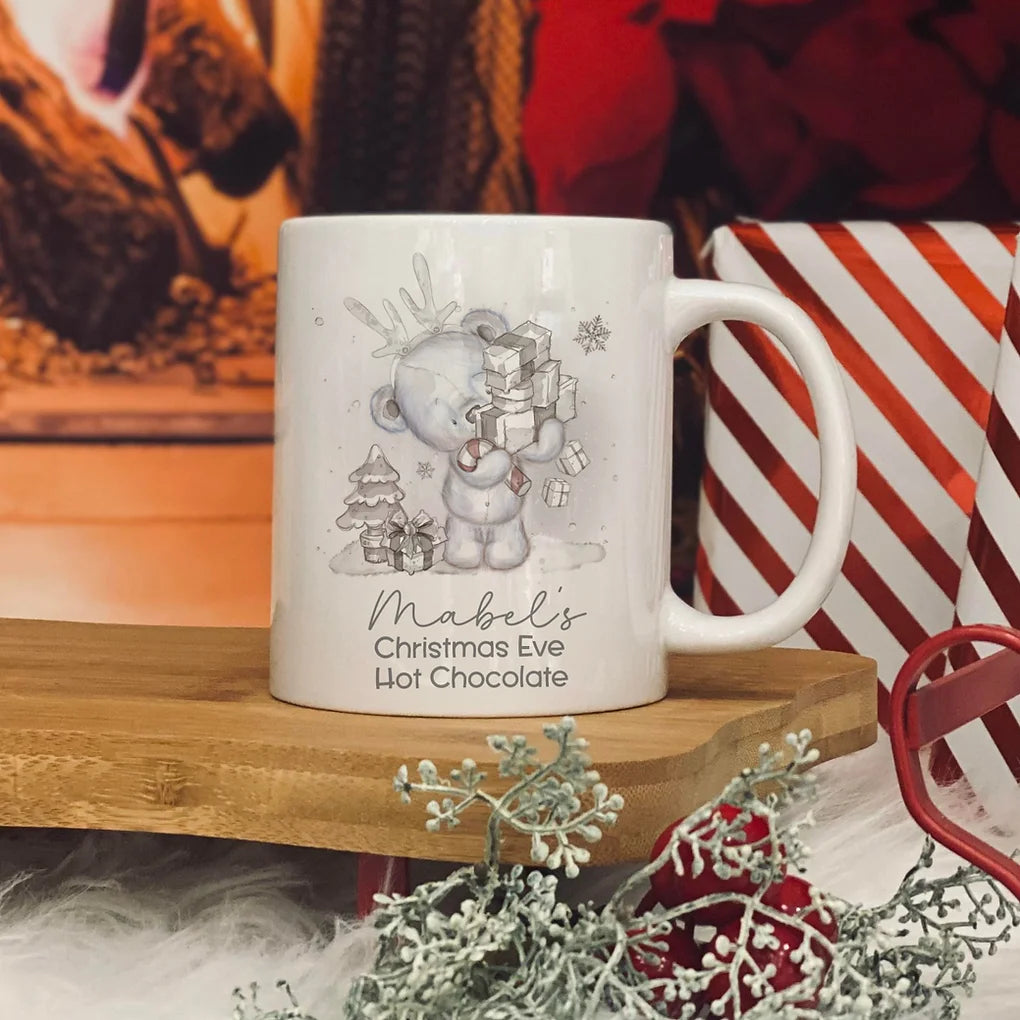 Personalised christmas reindeer bear mug 11oz