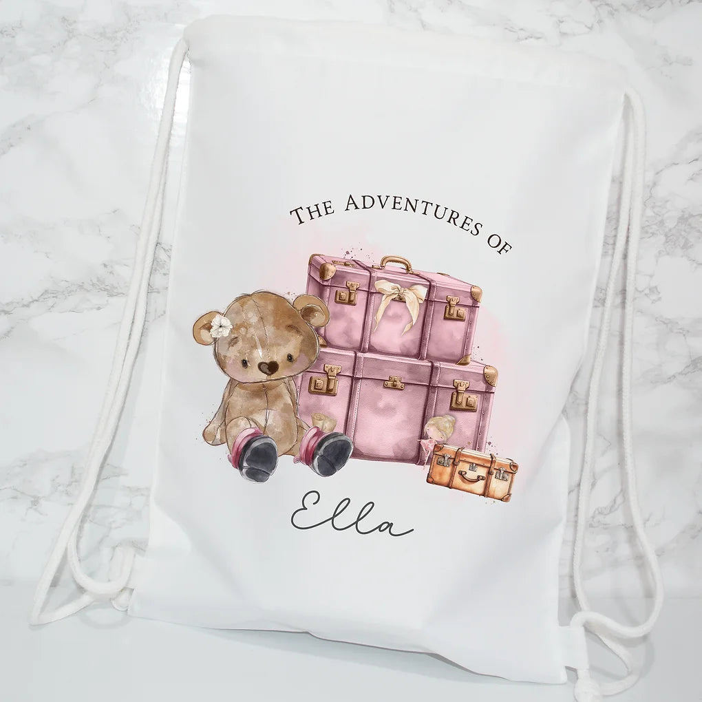 Personalised adventure childrens drawstring bag