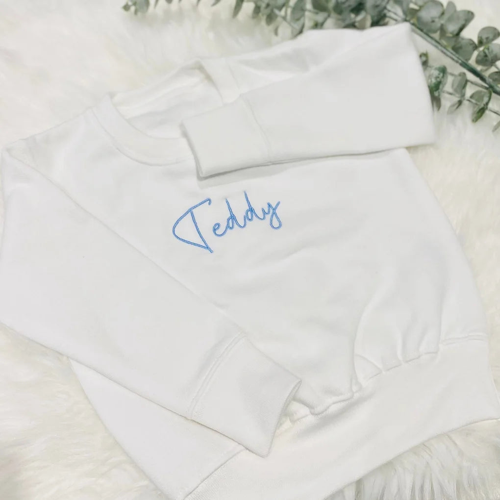 White Signature Style Embroidered Sweater