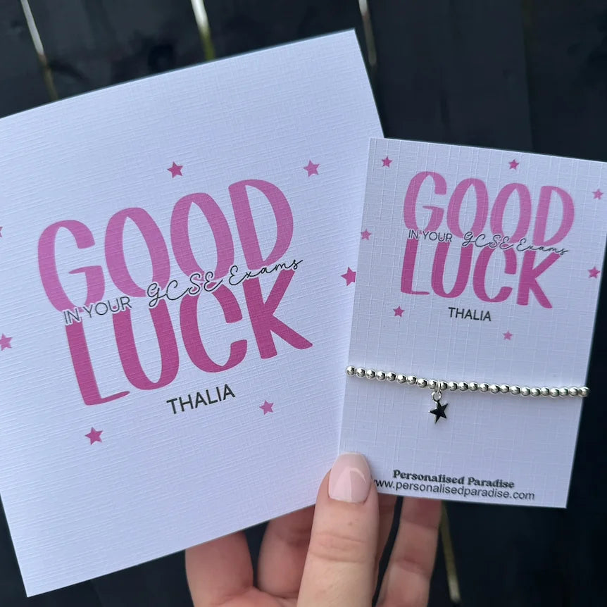 Good Luck in your Exams Card and Beaded Bracelet set