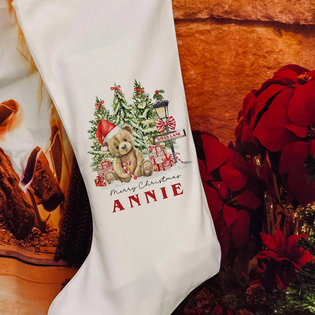 Personalised Christmas Stocking - Bear christmas Design.