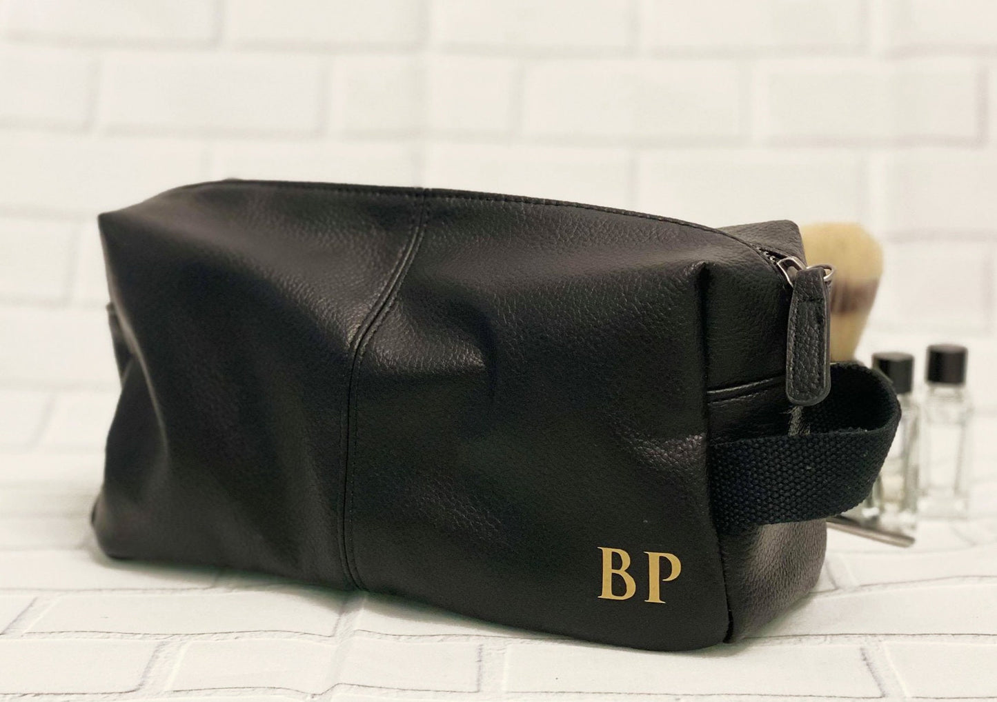 Personalised Wash Bag - Mens Gift - Toiletry bag- Leather Look Wash Bag - gifts for him.