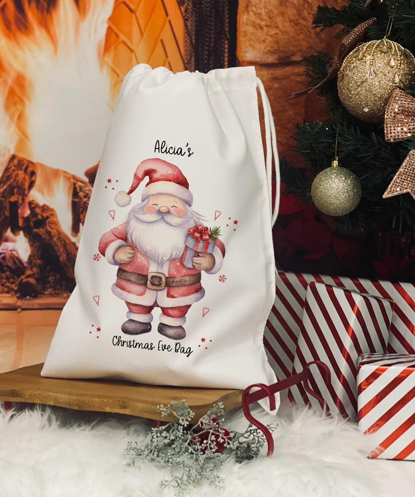 Personalised Christmas Eve Bag - Treat Bag - Christmas Eve Treat Bag - Christmas Santa Theme
