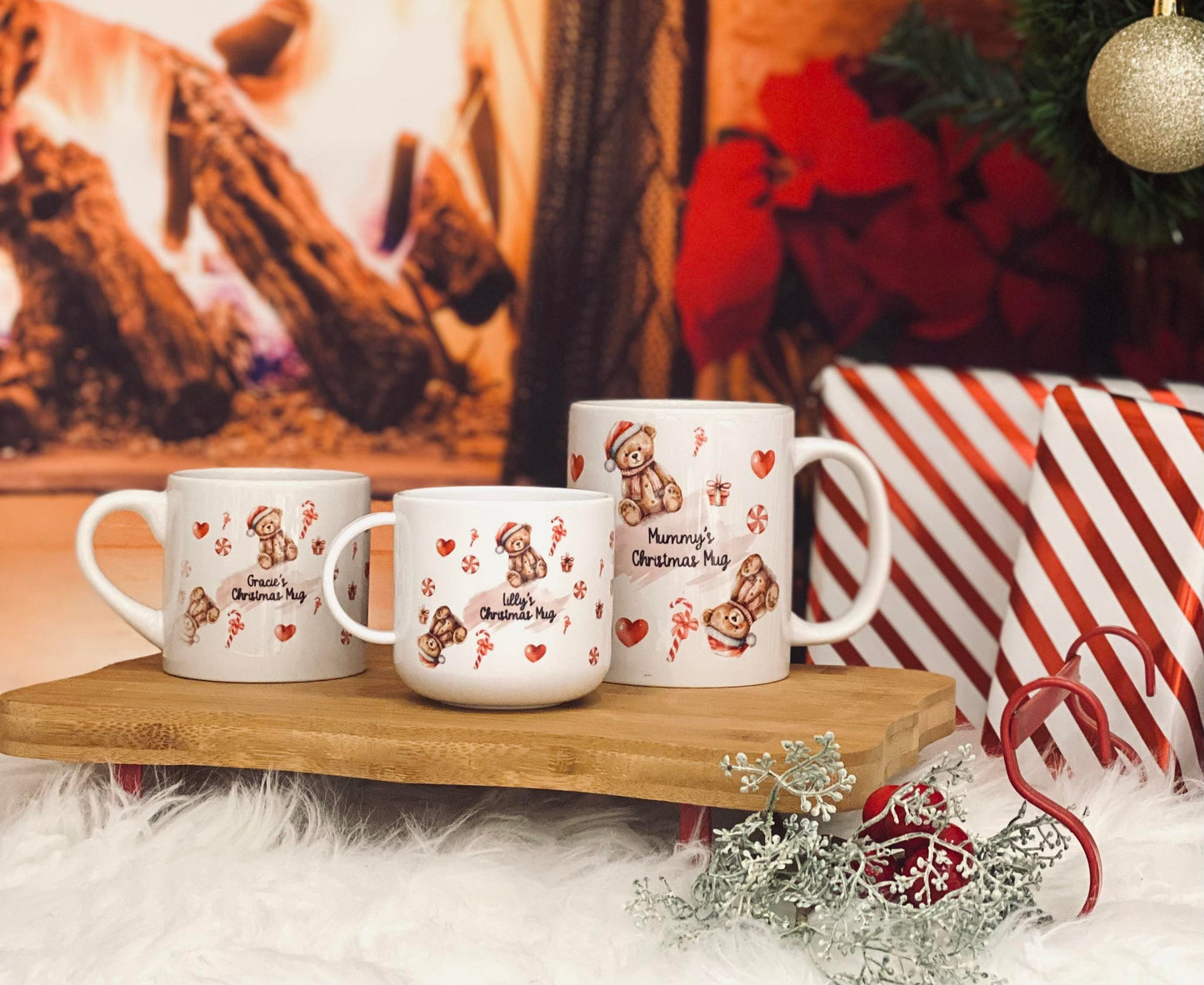 Personalised Children's Christmas Mug - 6 oz unbreakable kids mug - Christmas teddy Theme Kids Christmas Eve Cup
