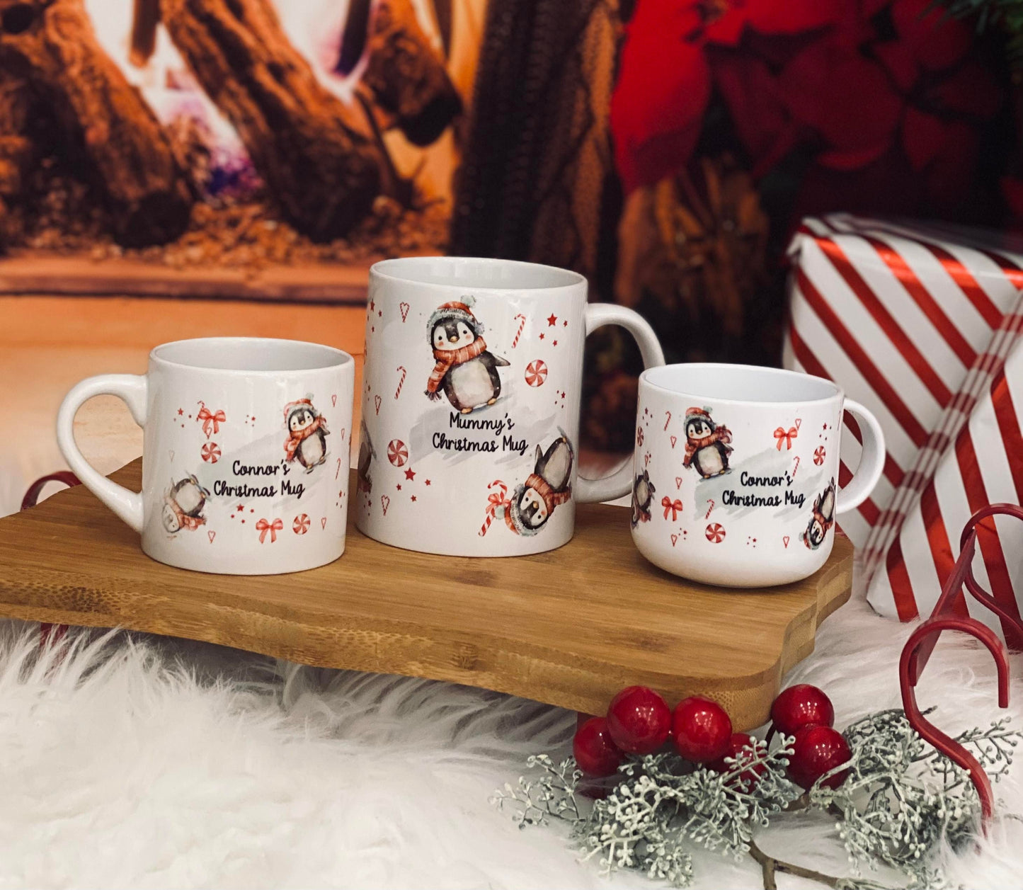 Personalised Children's Christmas Mug - 6 oz unbreakable kids mug - Christmas Penguin Theme Kids Christmas Eve Cup