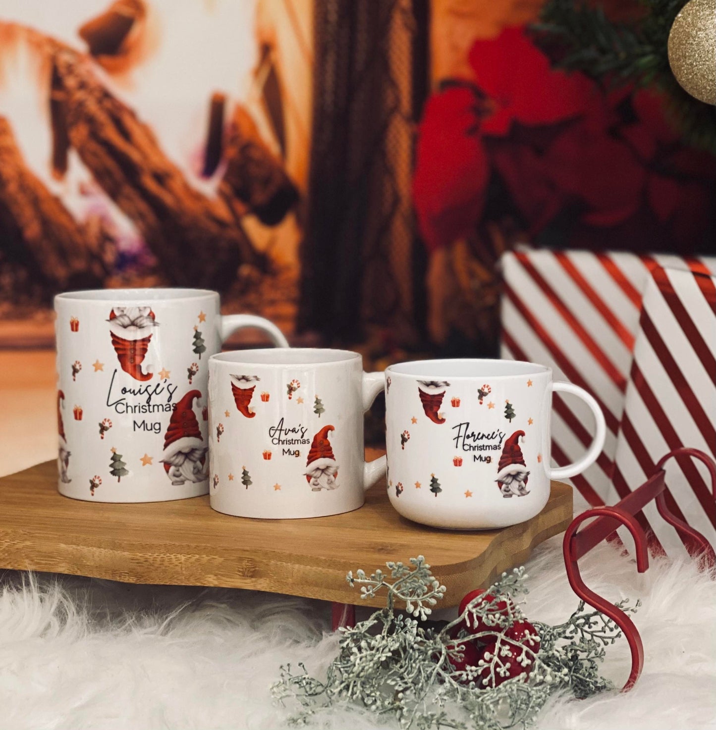 Personalised Children's Christmas Mug - 6 oz unbreakable kids mug - Christmas Elf Gnome / Gonk Theme Kids Christmas Eve Cup