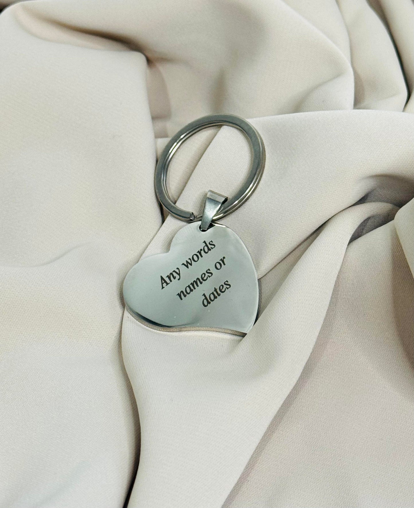 Engraved heart keyring - personalised with your own wording.