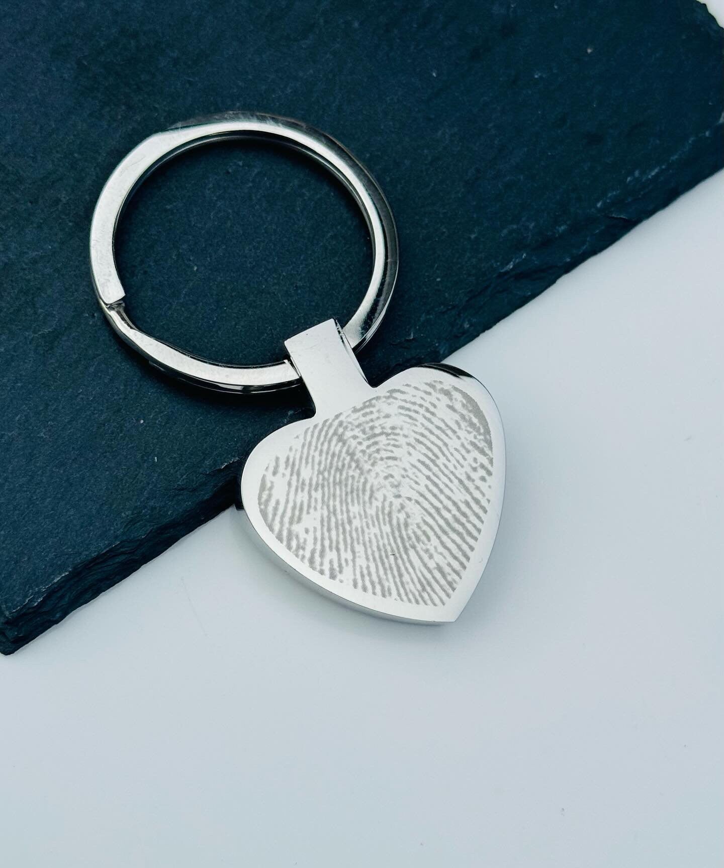 Engraved Fingerprint Keyring - Photo Keyring - Personalised