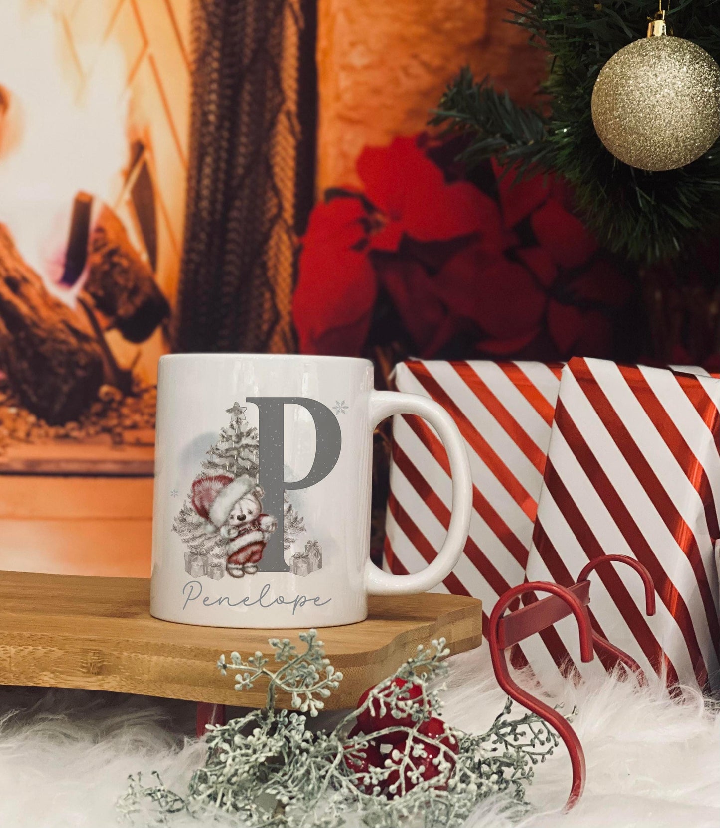 Personalised Christmas Mug - Santa reindeer bear Theme Christmas Eve Mug - 11oz Mug - Family Christmas Mugs