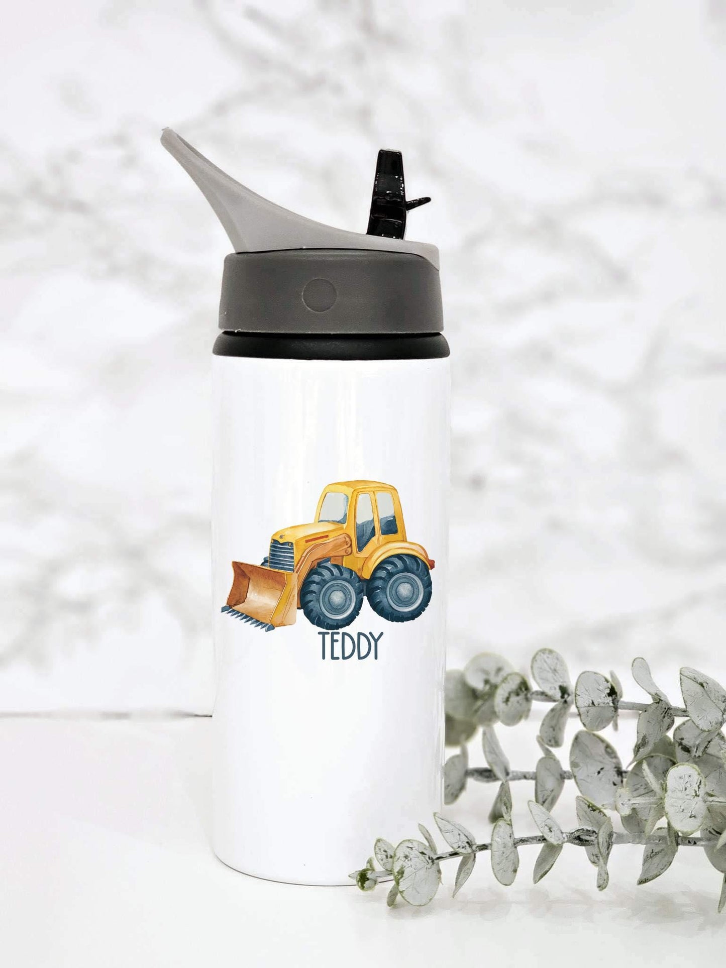 Personalised bottle - digger theme- school bottle
