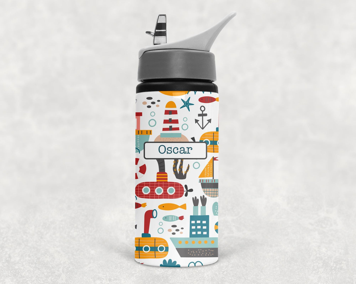 Personalised bottle -Submarine theme- school bottle