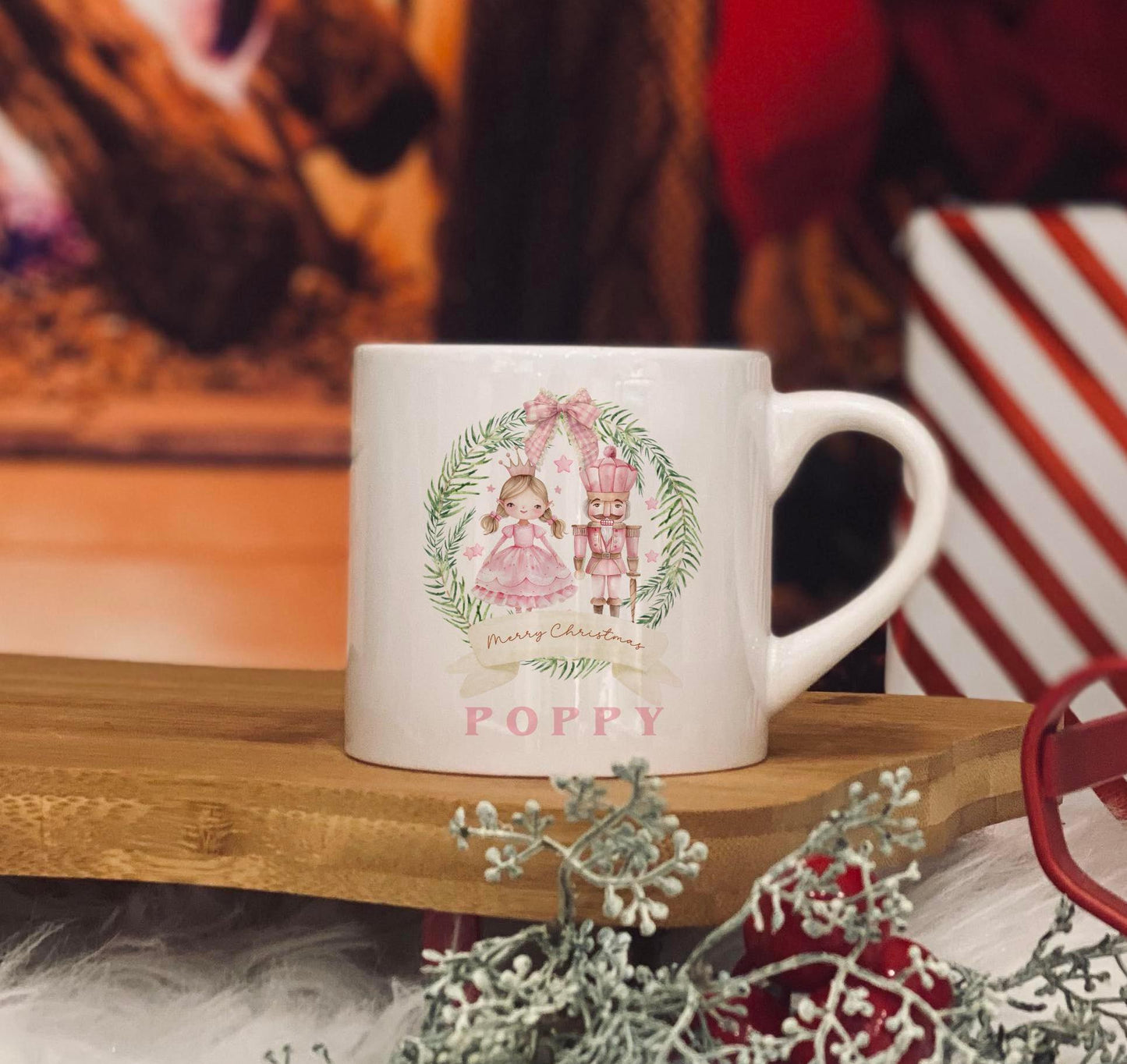 Childrens Mug - Christmas Eve Mug - 6 OZ Mug - Christmas Nut cracker pink - Christmas Eve Mug