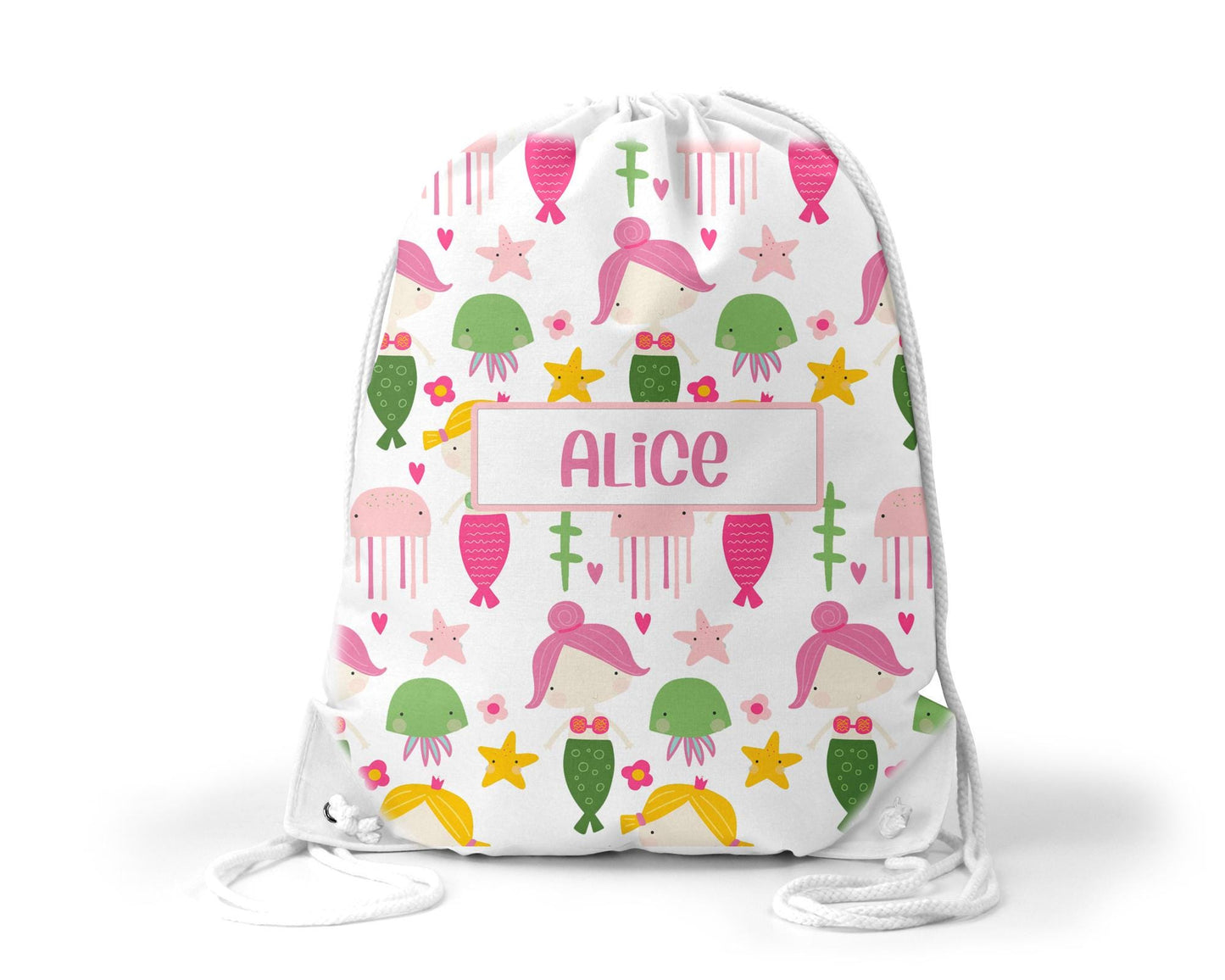 Personalised mermaid theme drawstring bag - nursery bag - school bag