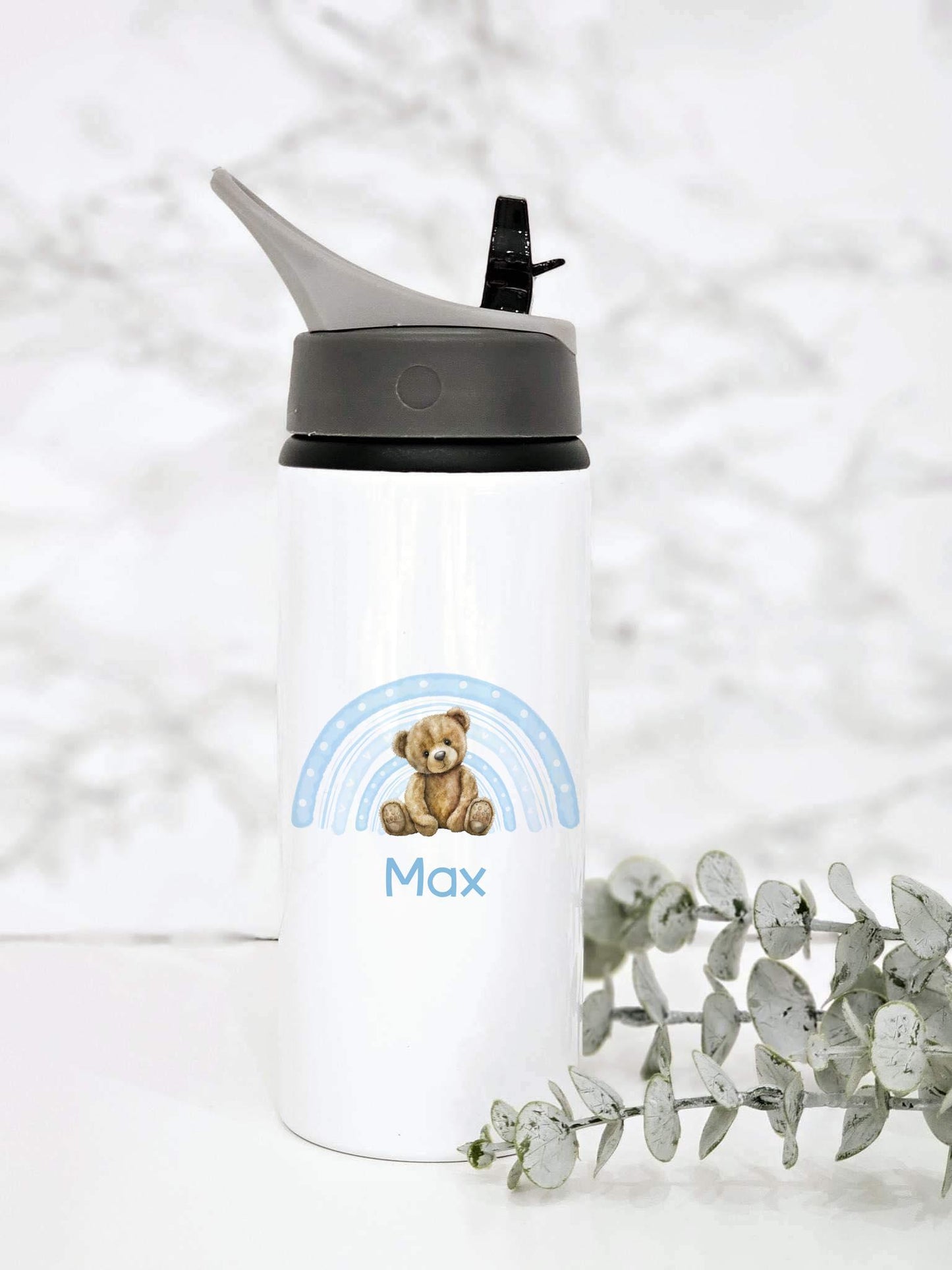 Personalised bottle - rainbow bear theme- school bottle
