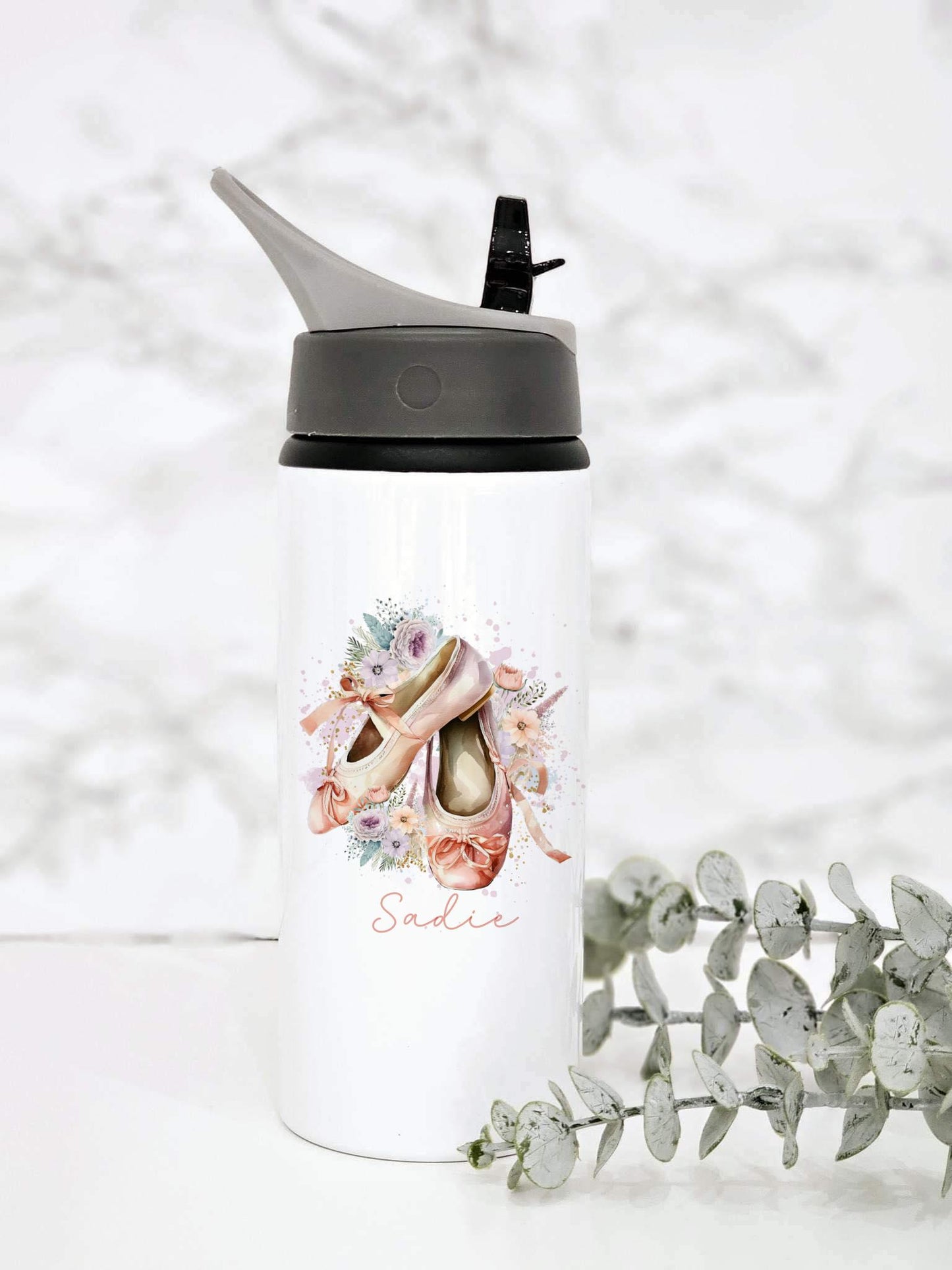 Personalised bottle - ballet shoes theme- school bottle