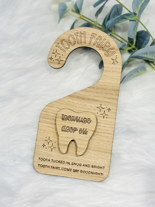 Tooth fairy drop off door hanger