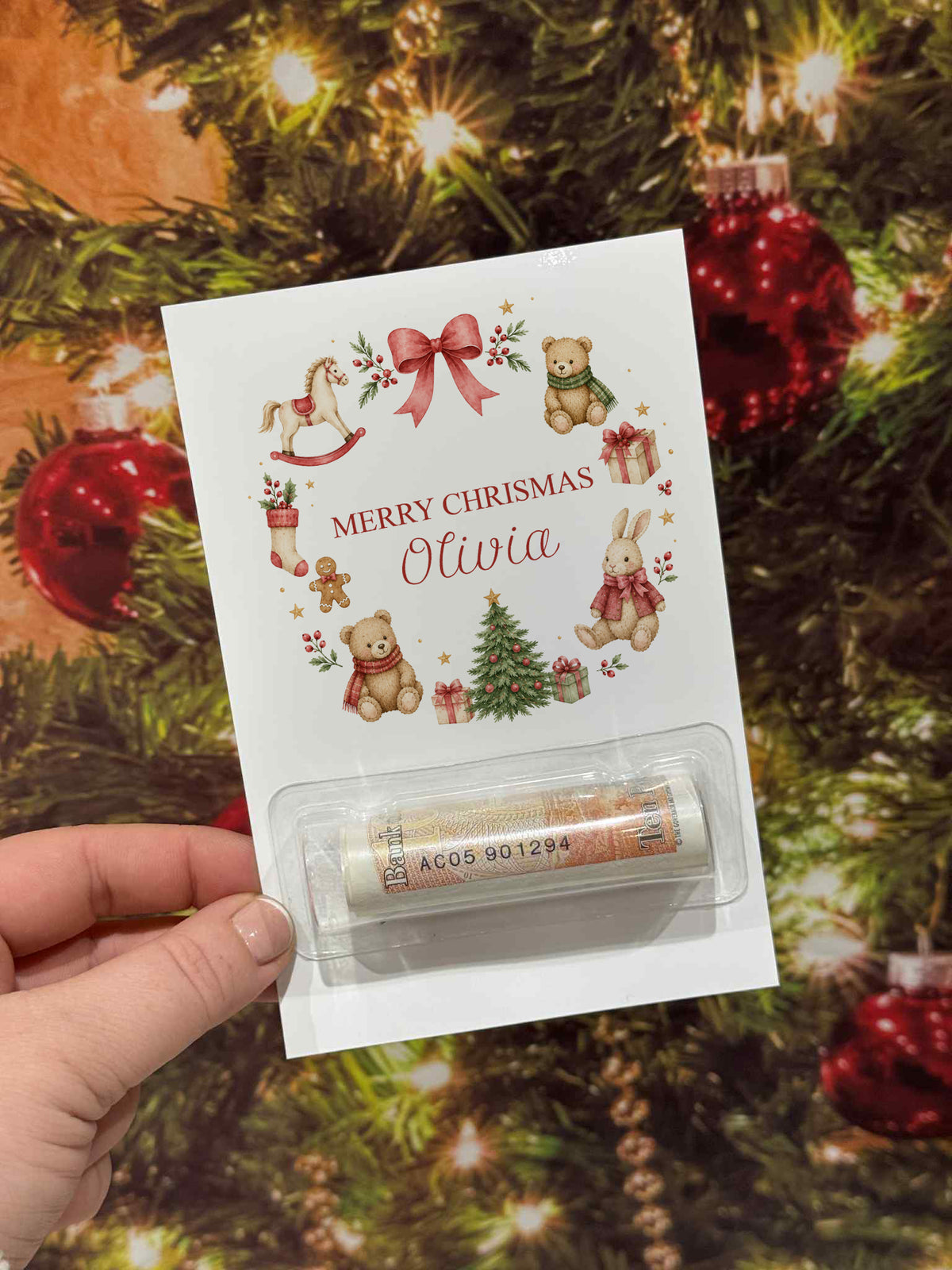 Personalised Christmas Money Holder Card- Xmas Gift