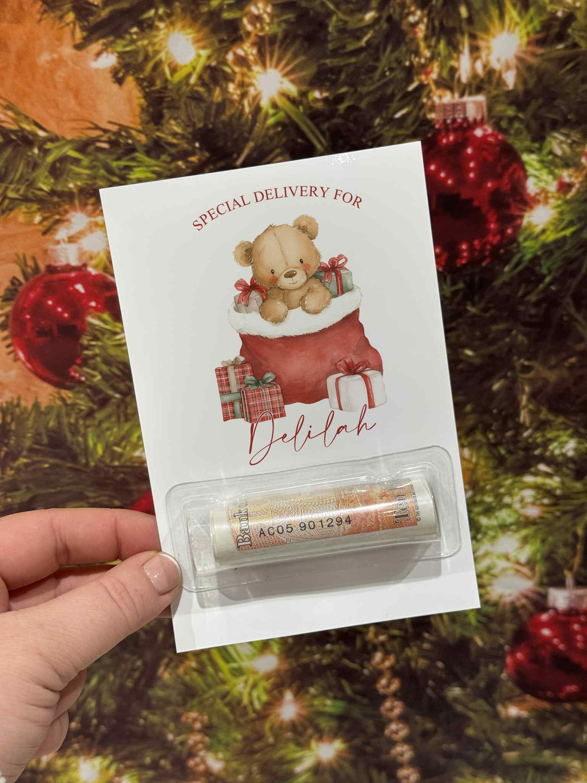 Personalised Christmas Money Holder Card- Xmas Gift