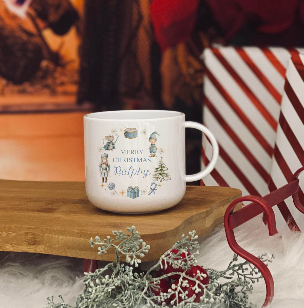 Personalised Blue Wreath Design 6oz unbreakable kids mug