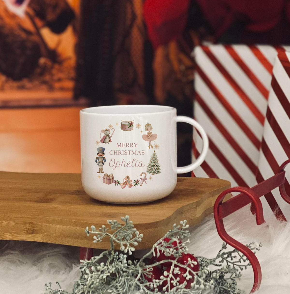 Personalised Pink Wreath Design 6oz unbreakable kids mug