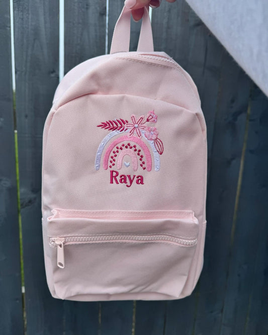 Embroidered Floral Rainbow Kids Back Pack