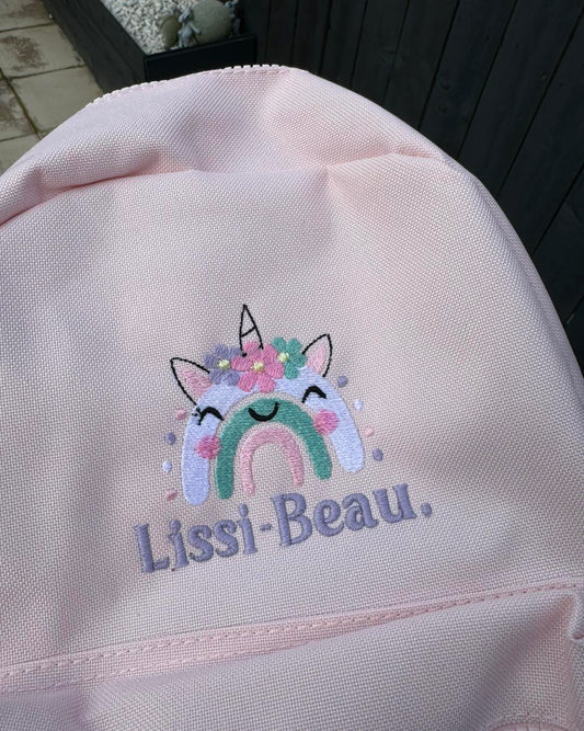 Embroidered Rainbow unicorn Kids Back Pack