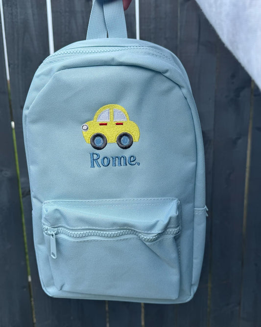 Embroidered name & Car Back Pack
