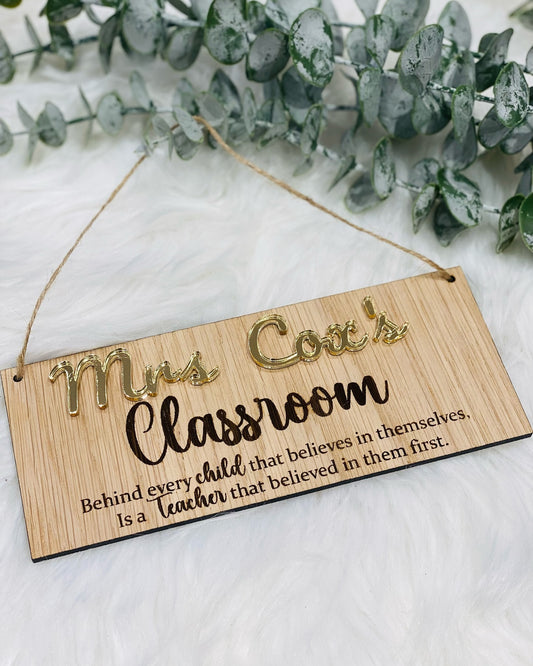 Personalised Teacher gift Classroom sign.