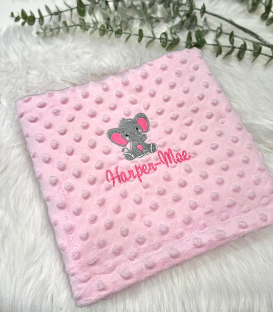 Baby Elephant Embroidered Baby Blanket